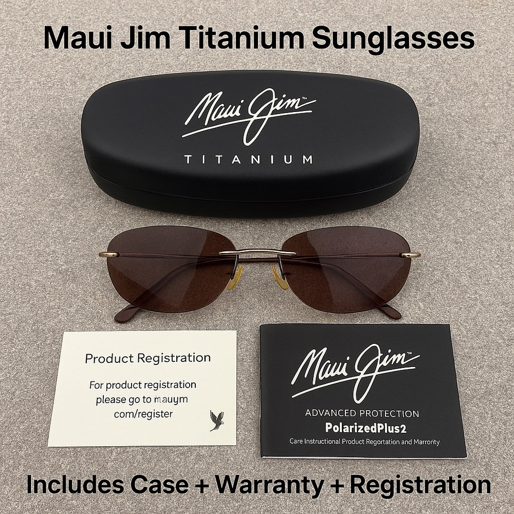 Maui Jim Titanium Sunglasses MJ-453-23 Polarized Rimless